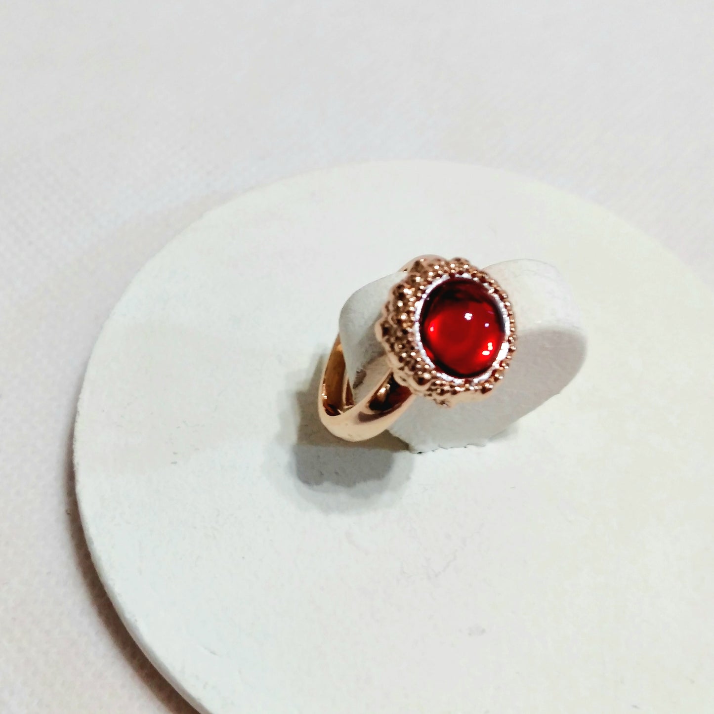 Σετ Κολιέ & Δαχτυλίδι Ροζ/Χρυσό με Κόκκινη Πέτρα