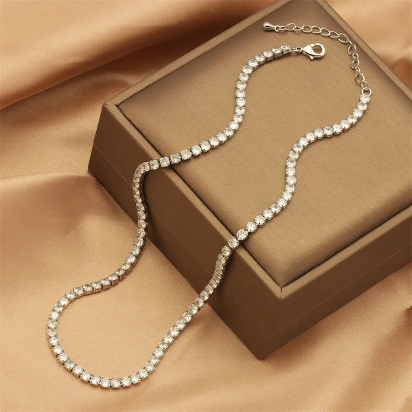 Κολιέ Τσόκερ & Βραχιόλι Ασημί με Zircon